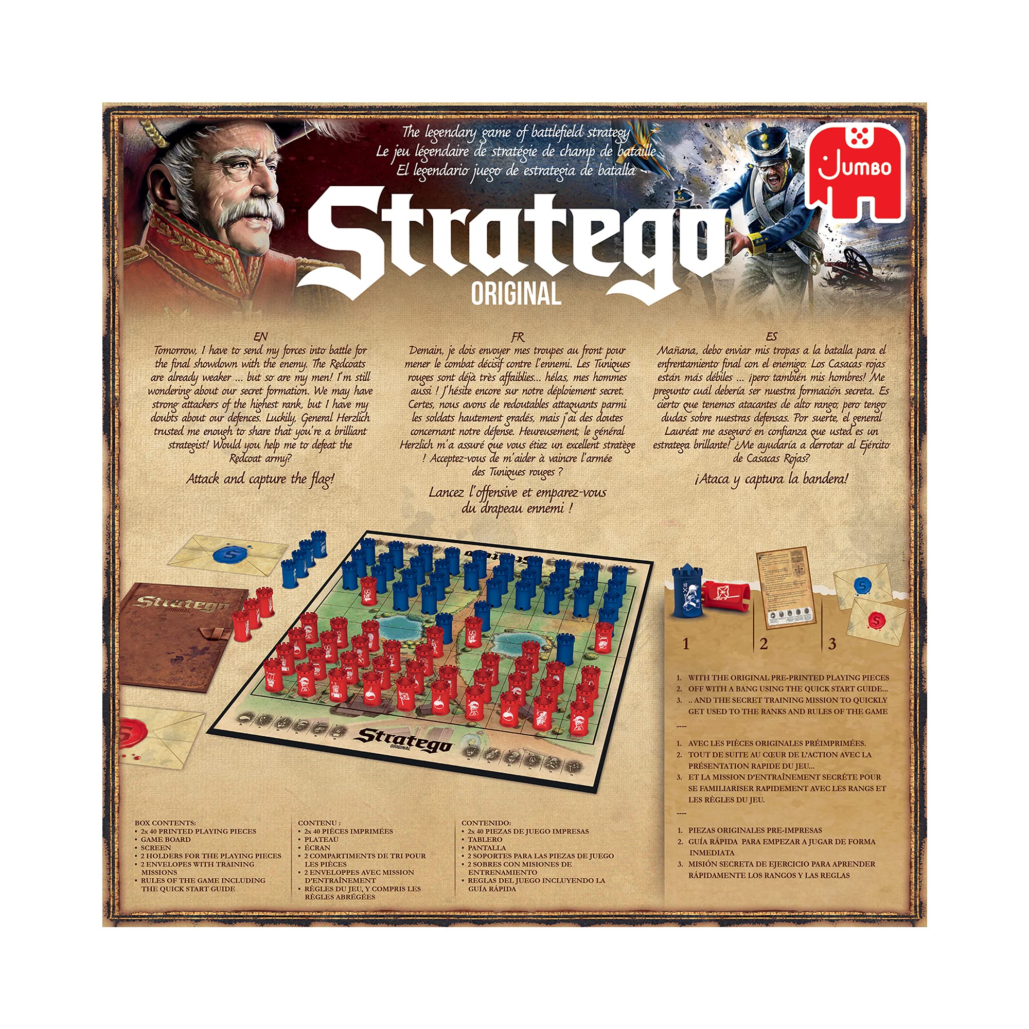 Jumbo Stratego Original game screen and sorting trays organize pieces