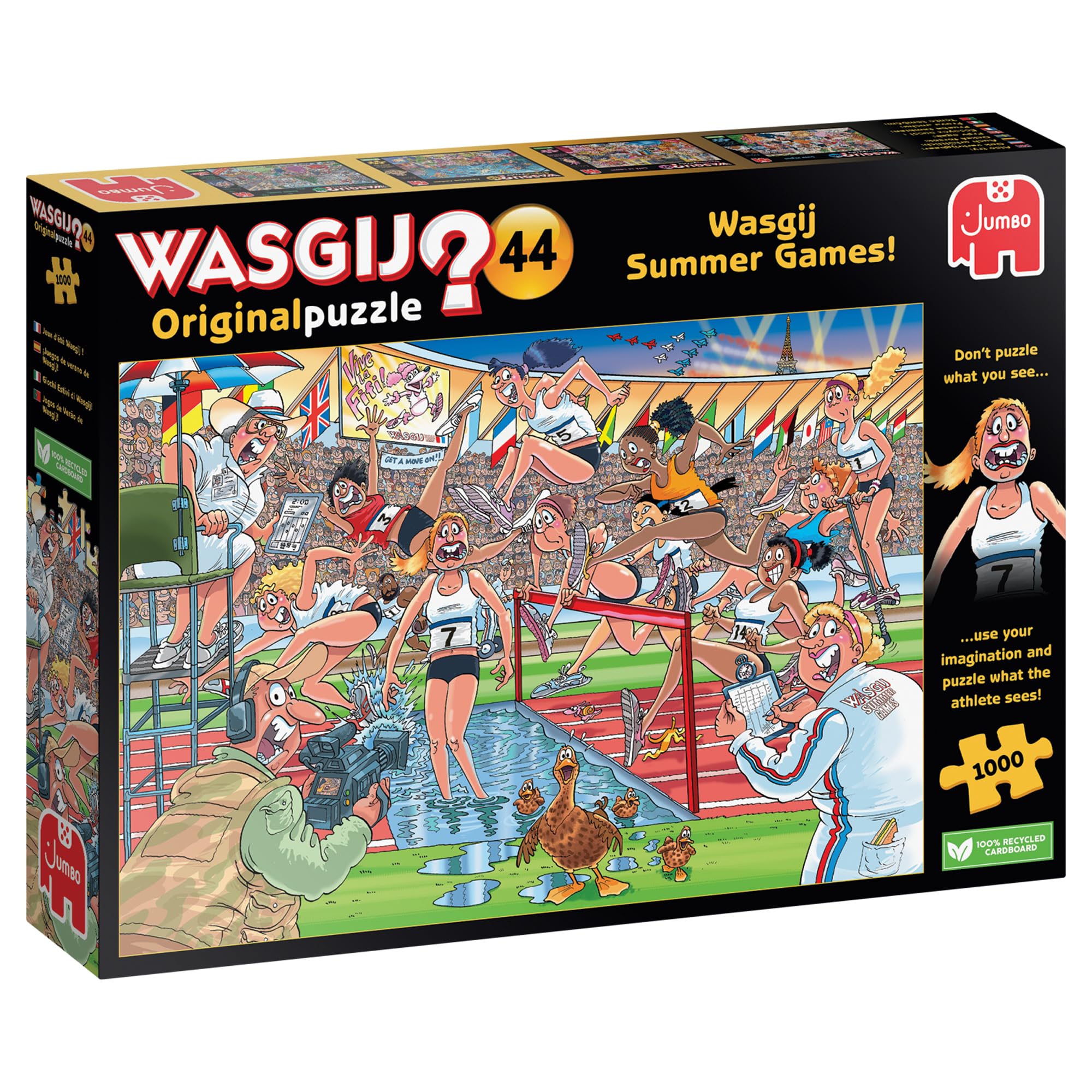 Jumbo Wasgij Original 44 Summer Games 1000-piece puzzle, vibrant scene for immersive puzzling.