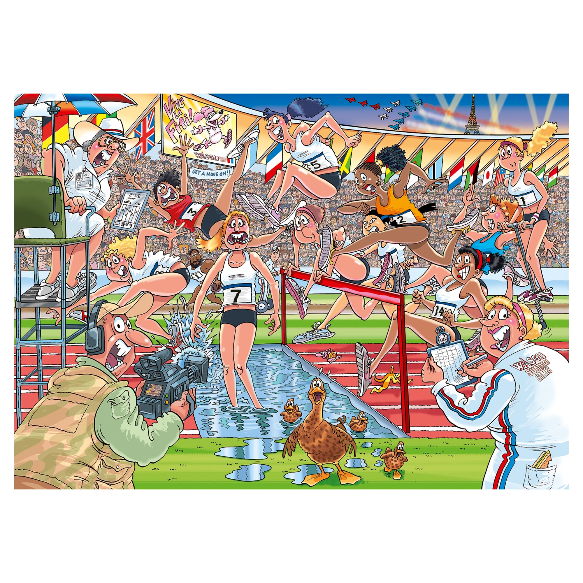 Wasgij Original 44 Summer Games, Paul Gibbs artwork, ideal for group puzzle nights.