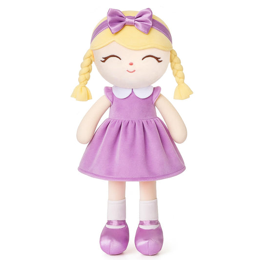 Jumbrace 16 inch purple doll face close-up highlights soft skin-friendly fabric