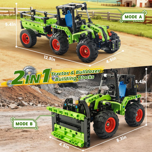 Jumlys bulldozer building set side view supports hands-on problem solving and creativity.
