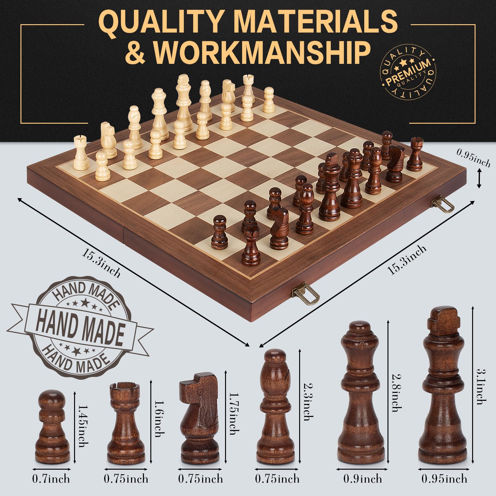 Jumlys chess board with built-in storage slots for pieces.