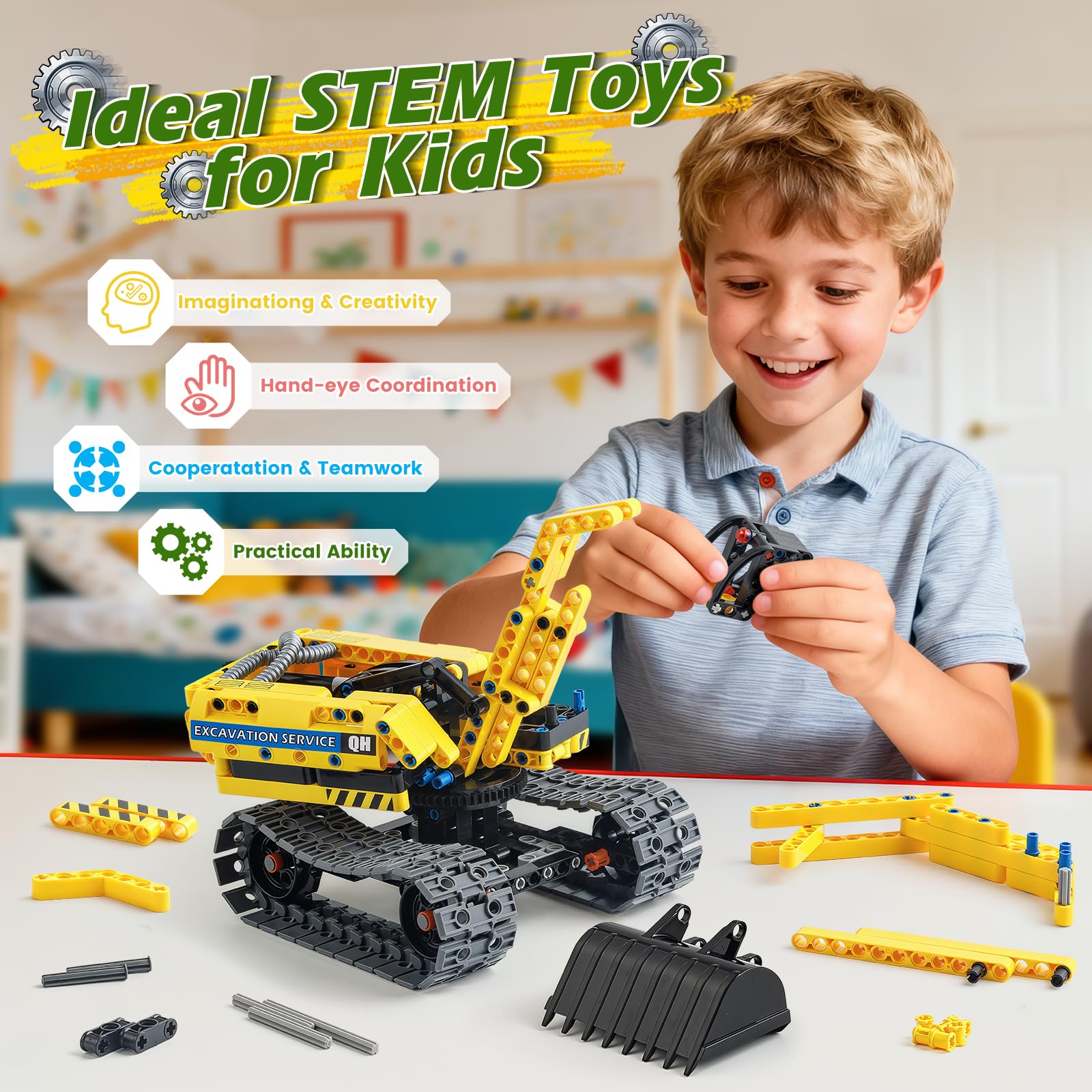 Jumlys 2-in-1 excavator and robot kit makes a thoughtful gift.