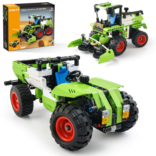 Jumlys STEM harvester front view showing realistic design and engaging play potential.
