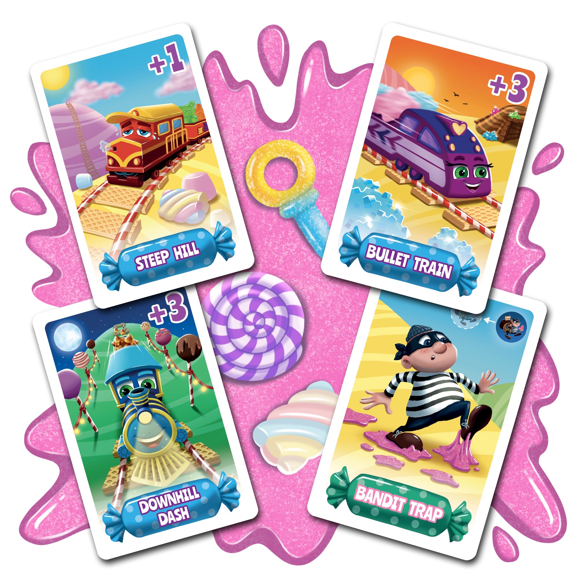 Jumping High Five candy bandit token highlighting cooperative play and teamwork.