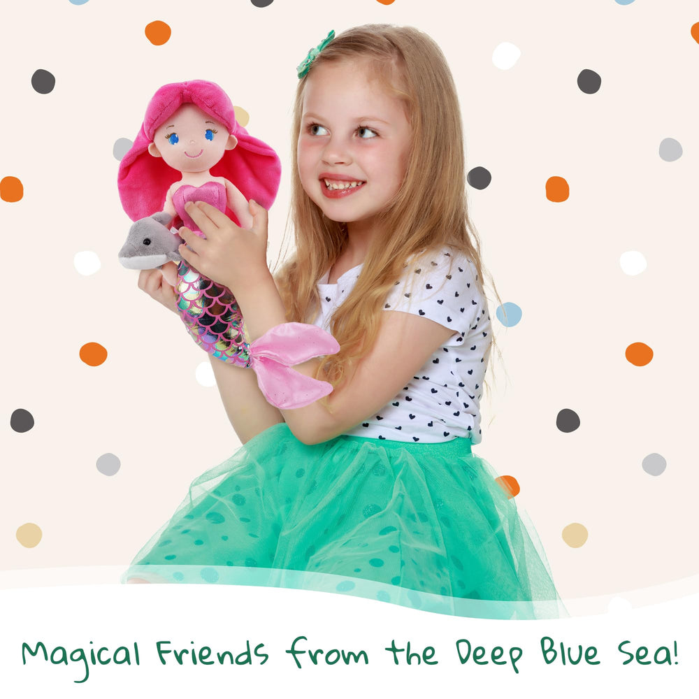 June Garden Atlantic Wonders Thalassa Seabreeze 16.5-inch cuddly mermaid doll.