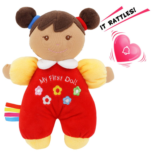 June Garden Ava with plush brown hair, inviting tactile exploration.