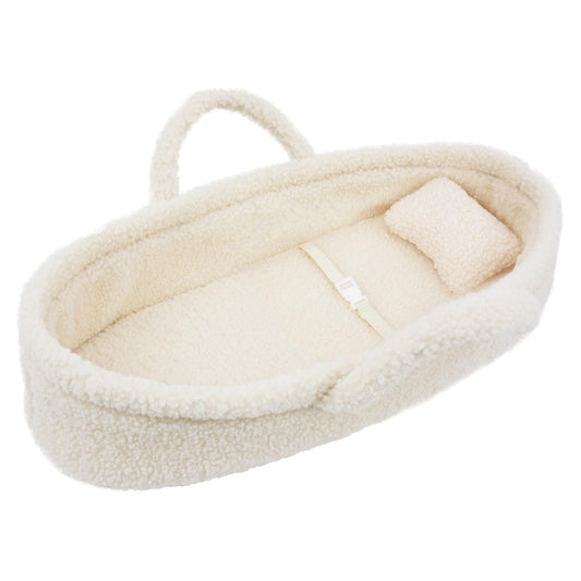 June Garden Cozy Dream Doll Bassinet front view with soft fur for dolls