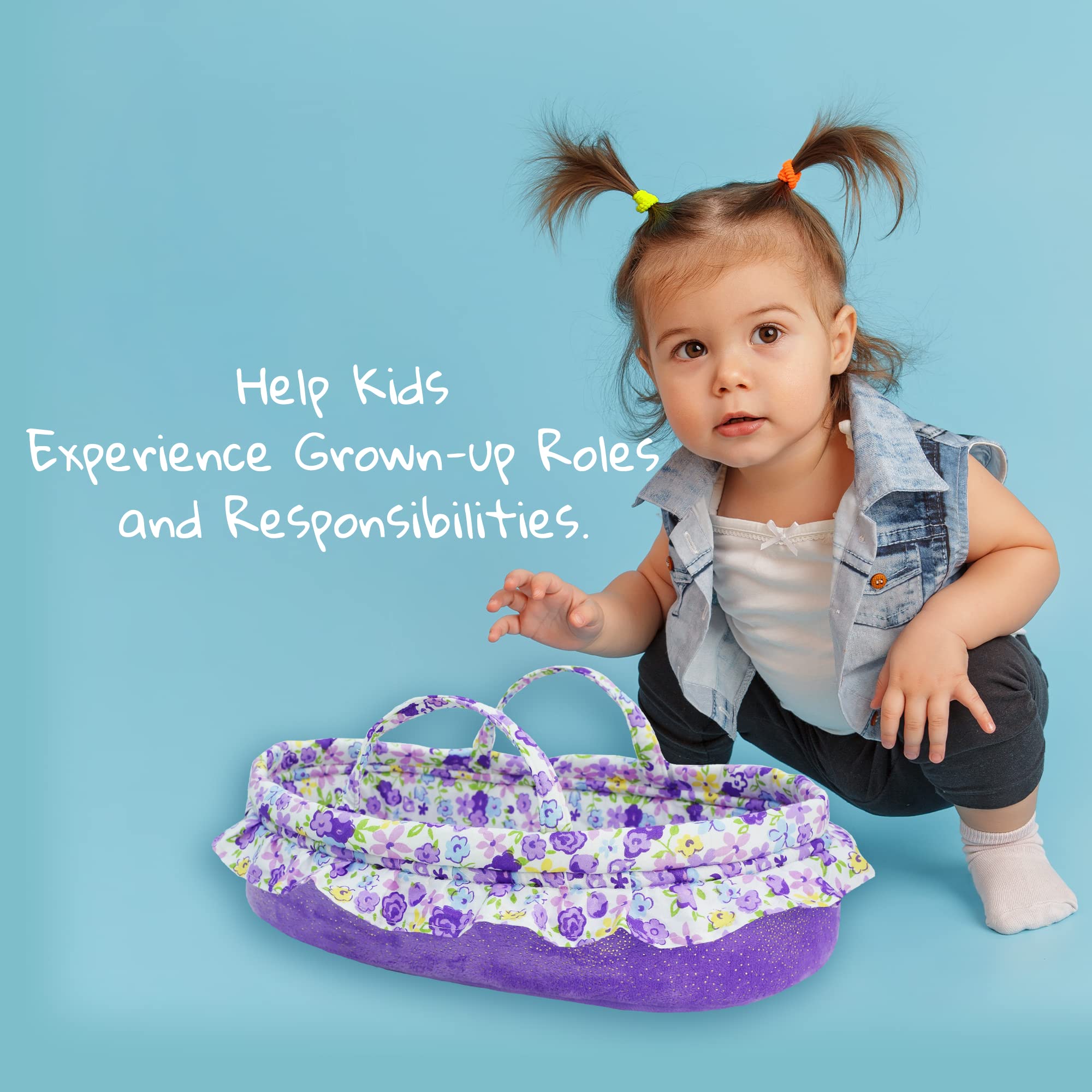 June Garden Cozy Dream Doll Bassinet encourages imaginative play and caregiving