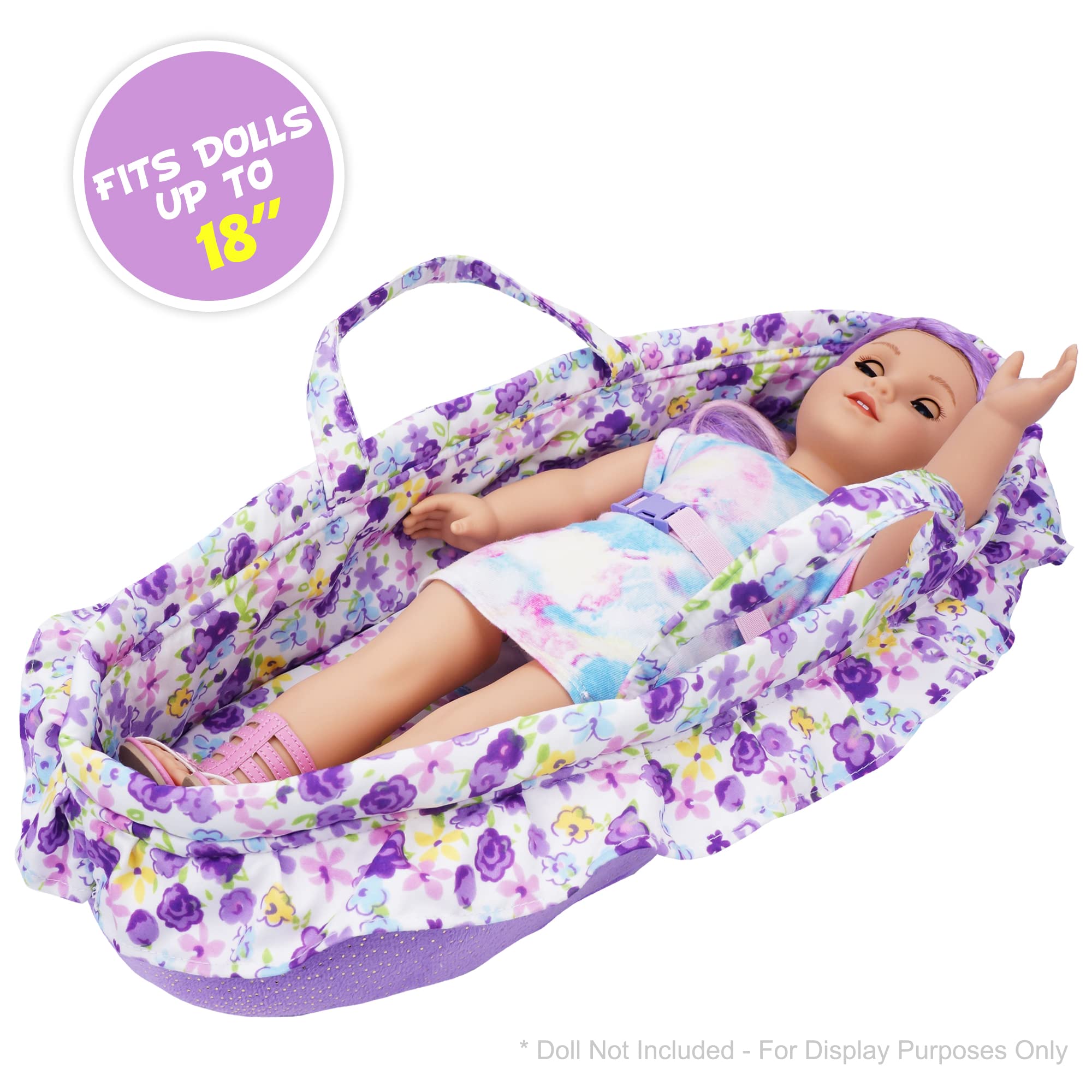 June Garden Cozy Dream Doll Bassinet purple lining for cozy pretend naps