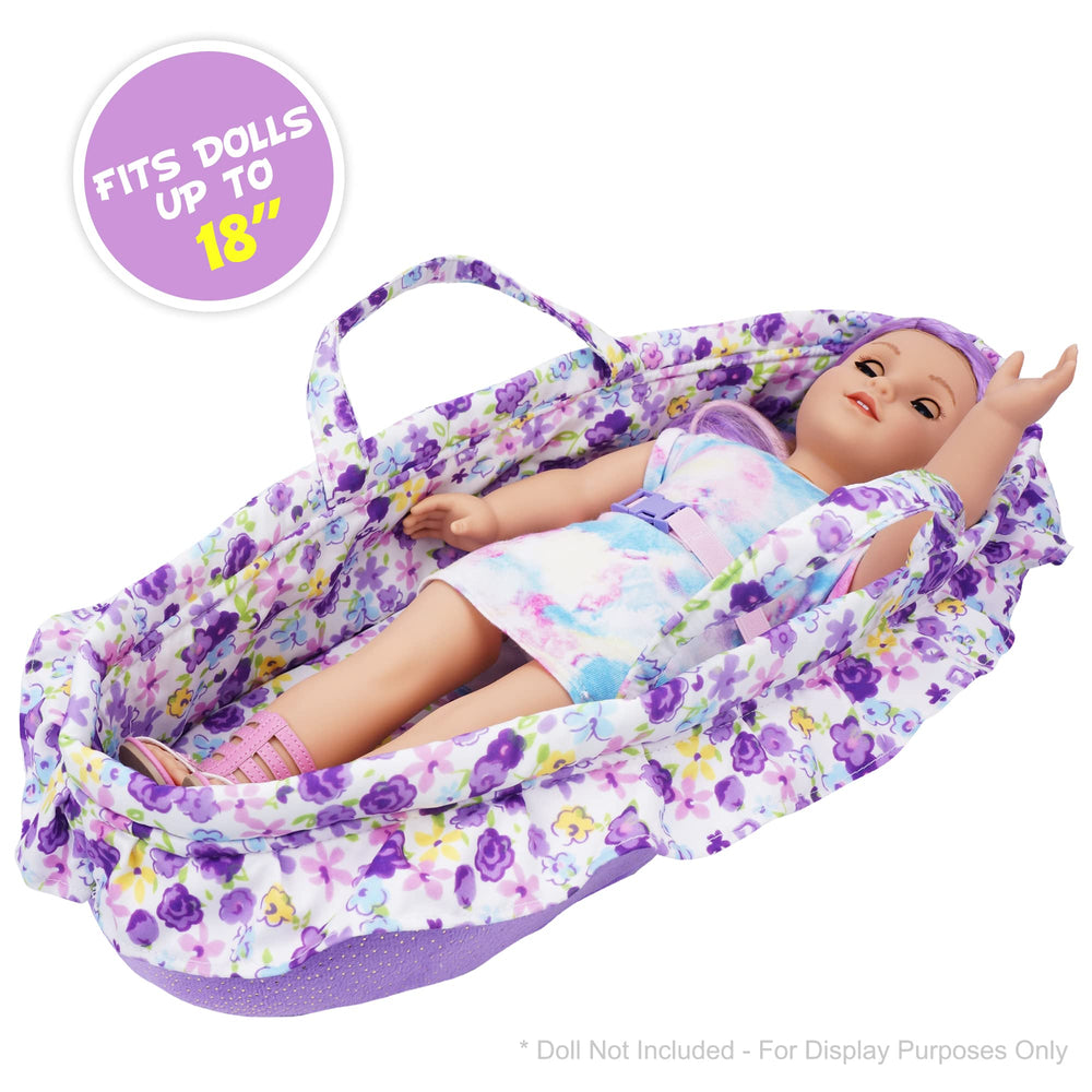 June Garden Cozy Dream Doll Bassinet purple lining for cozy pretend naps