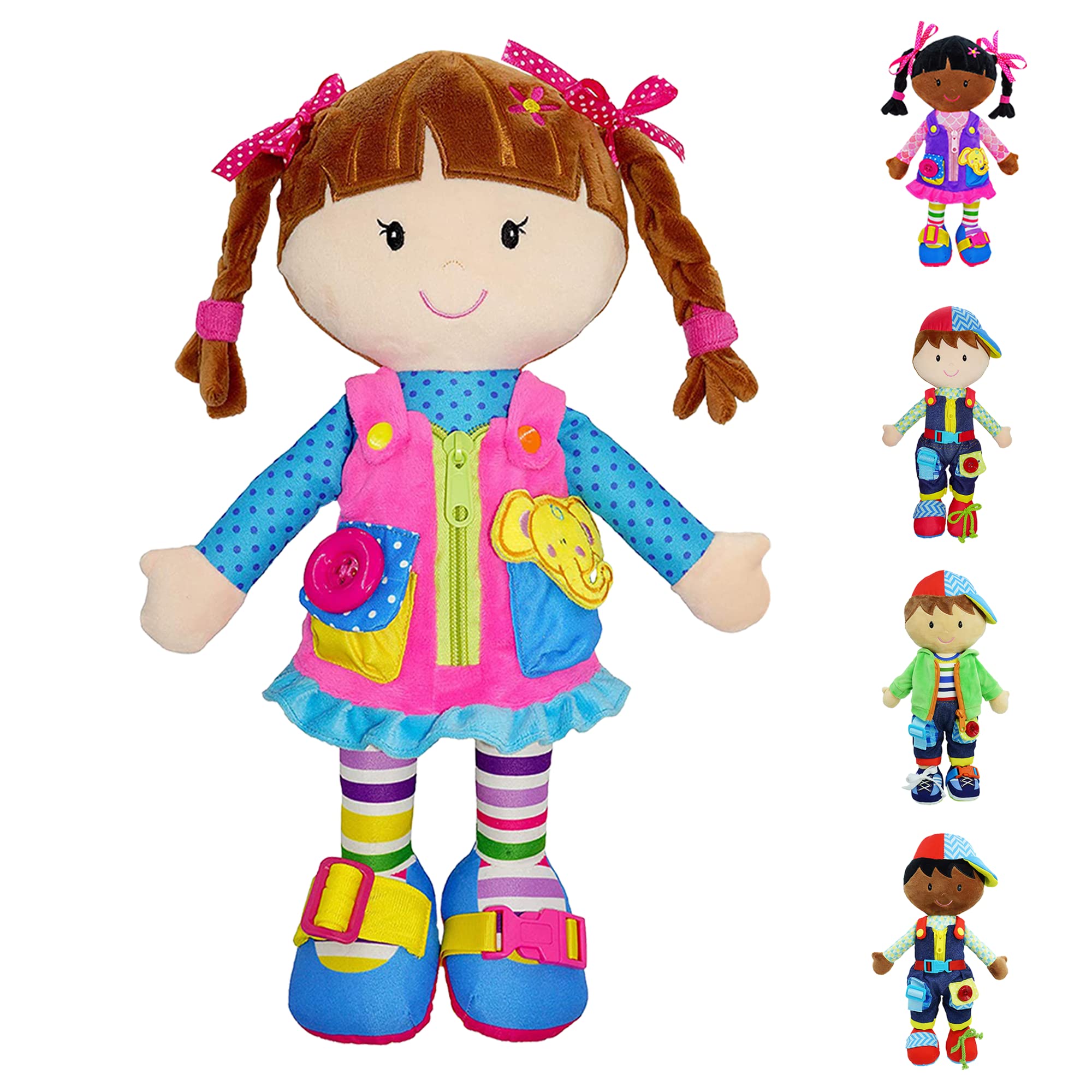 June Garden Dressy Friends Belle with carry-along clip for on-the-go learning and play