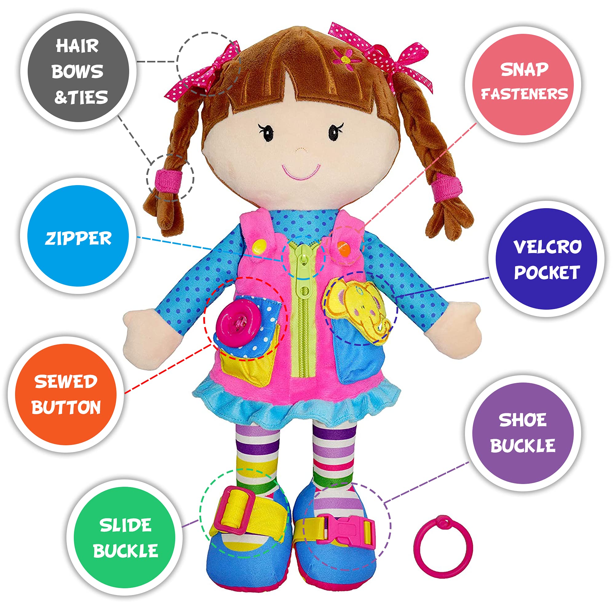 June Garden Dressy Friends Belle demonstrates dressing-skills for kids' hands-on practice