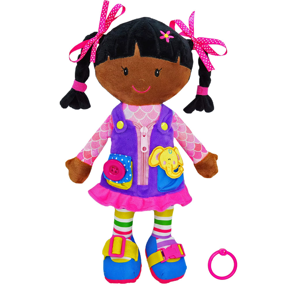 June Garden Dressy Friends Scarlett clip toy for travel learning on the go.