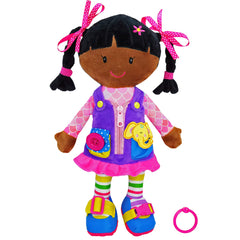 June Garden Dressy Friends Scarlett clip toy for travel learning on the go.