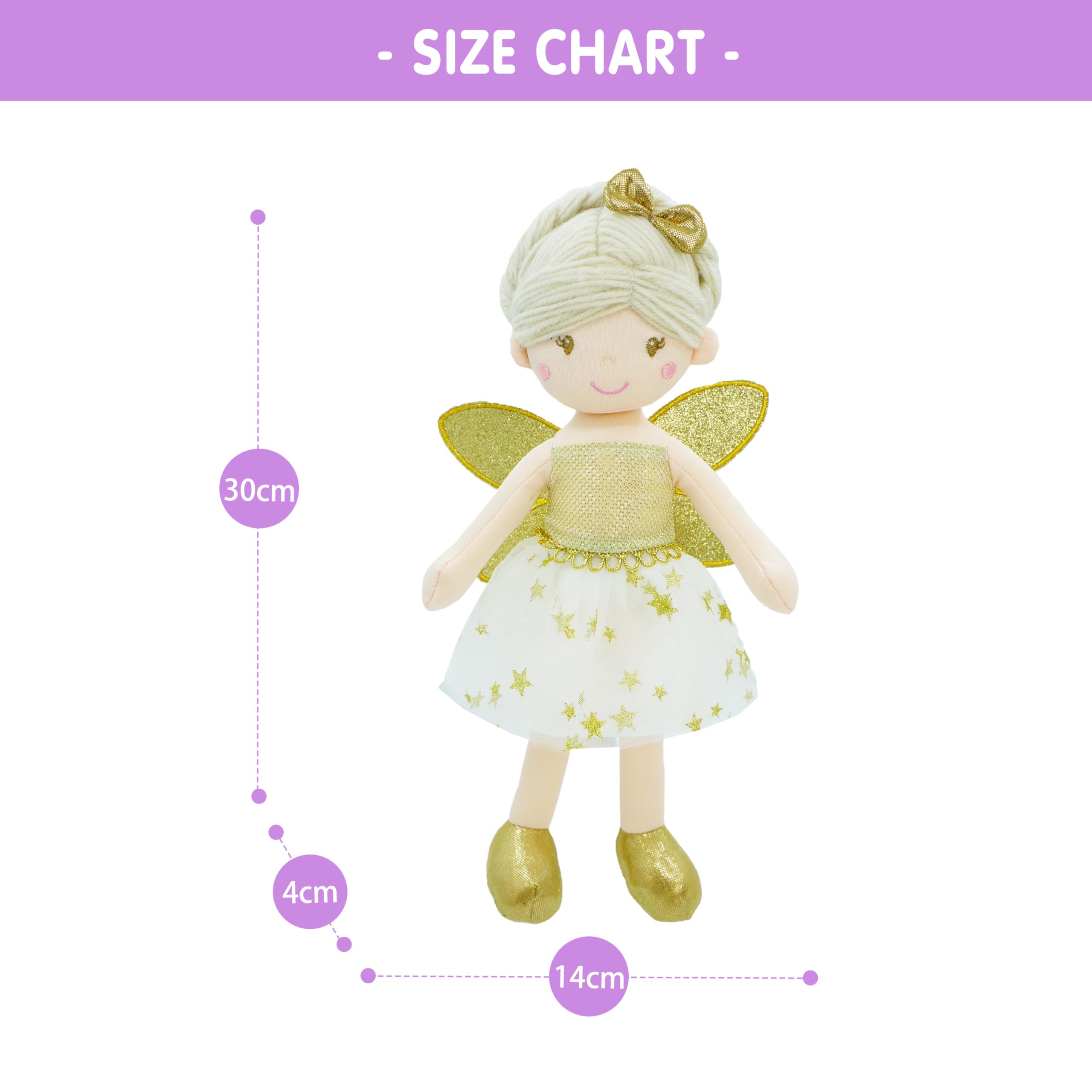 June Garden Joyce soft rag doll supports imaginative caregiving play for young kids.