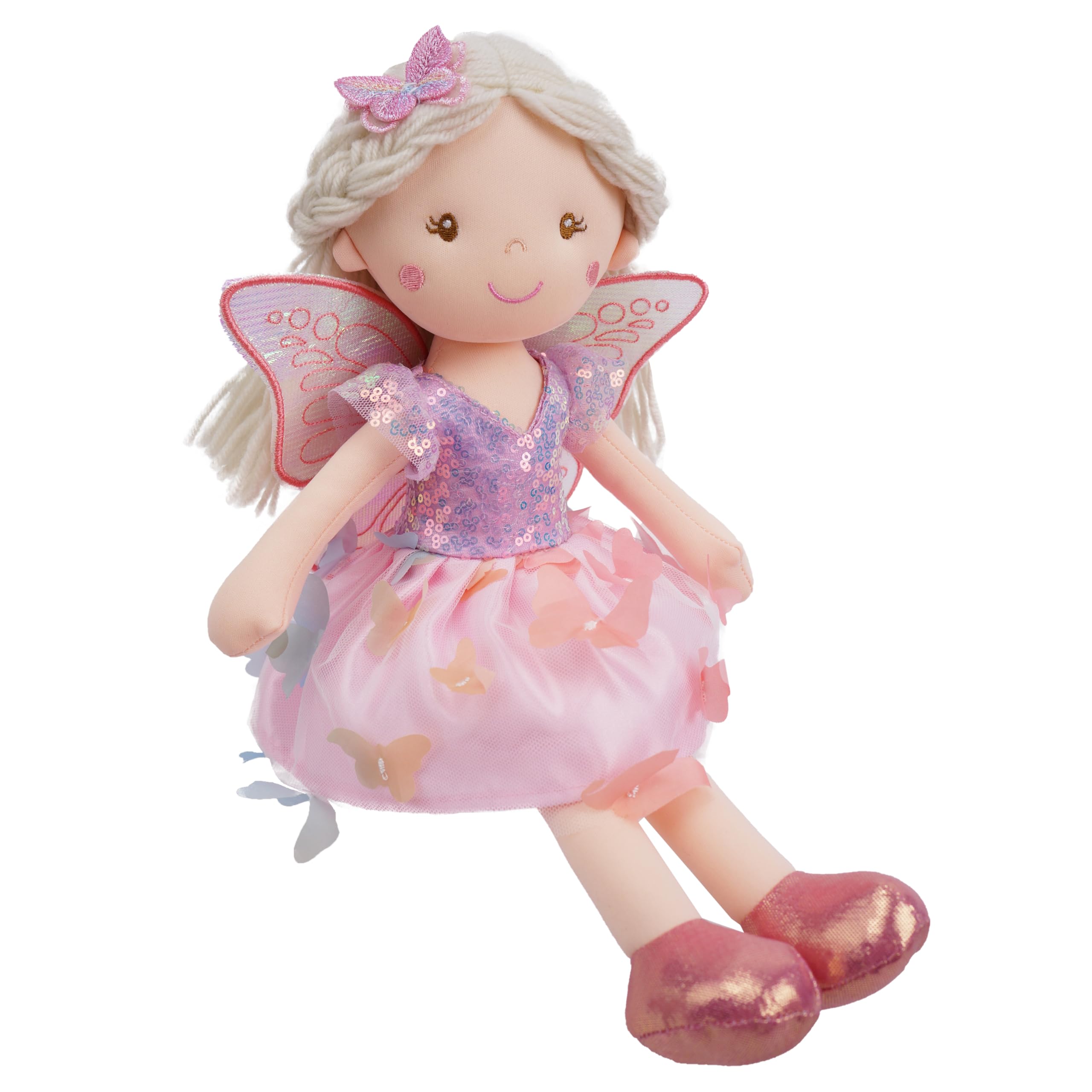 June Garden Lunabelle pink wings close-up, sparkly wings inspire storytelling