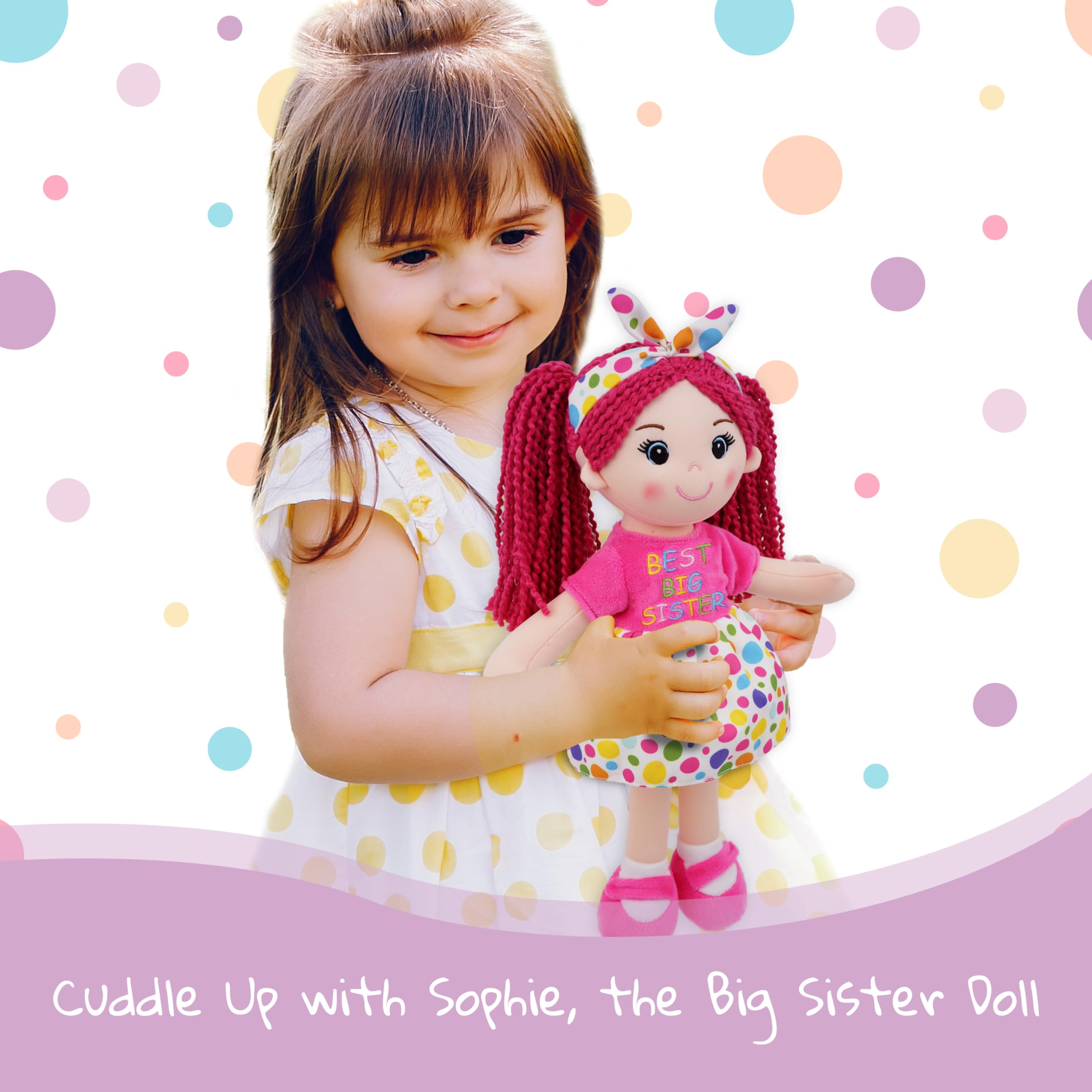 June Garden Sophie embroidered face with warm smile fosters friendly play