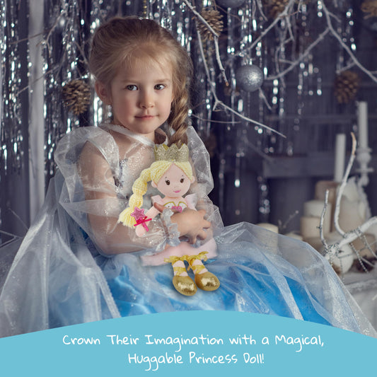 June Garden Stella glitter crown adds regal charm during pretend play.
