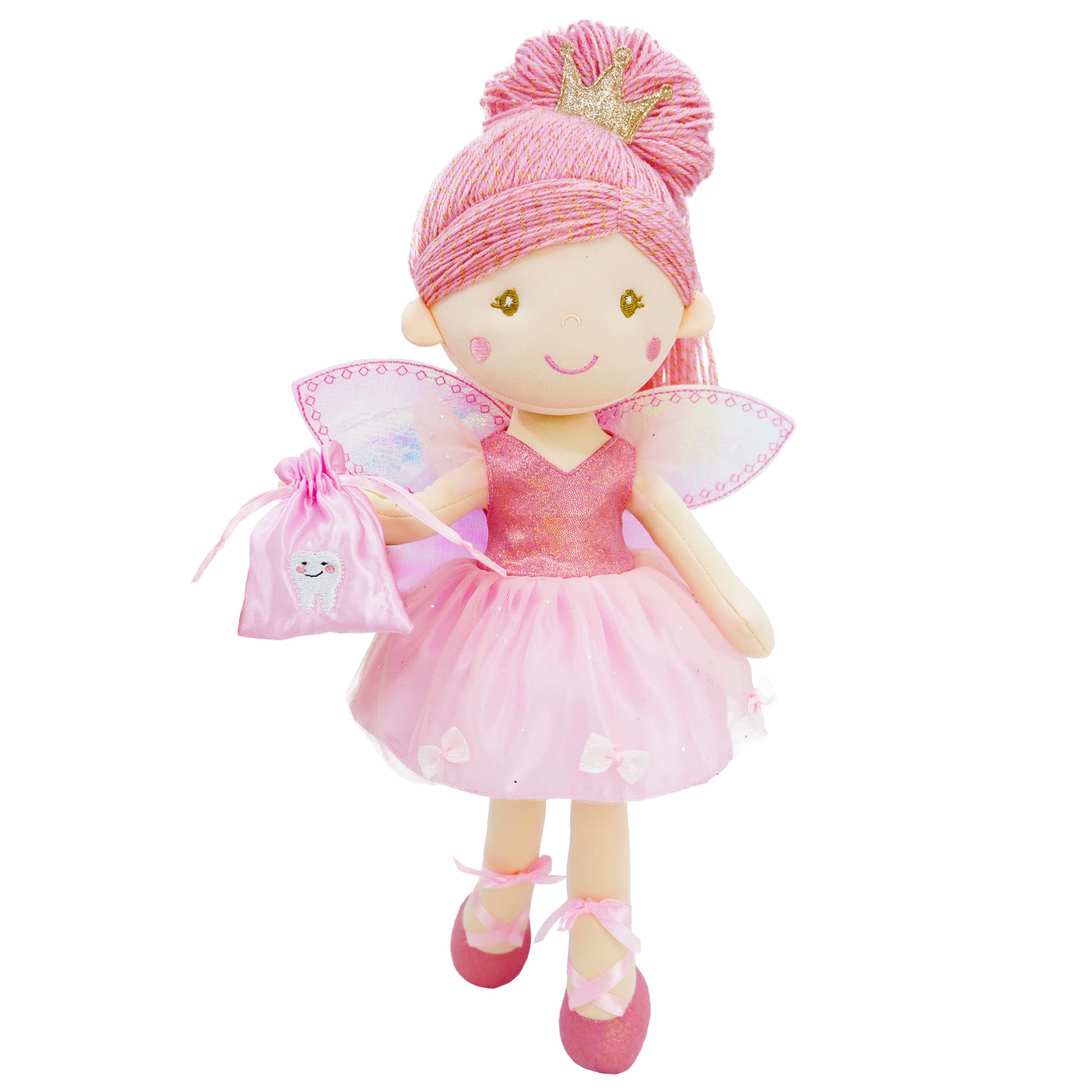 June Garden Anastasia tooth fairy doll with pink wings for imaginative play and comfort.