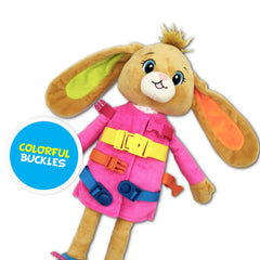 June Garden Dressy Friends Bunnie learning board with numbers shapes and vegetables.