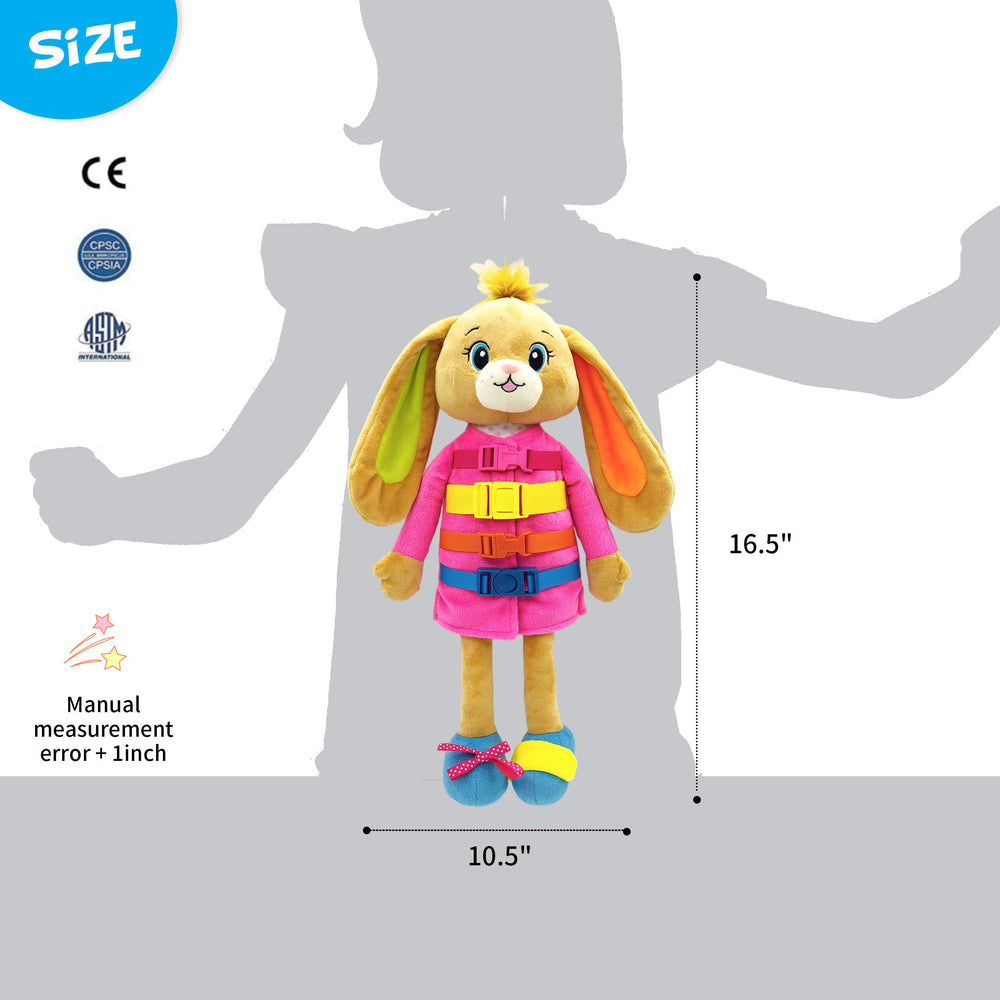 June Garden Dressy Friends Bunnie soft material close-up for comforting cuddles.