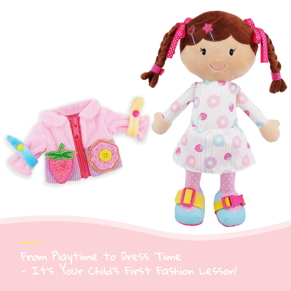 June Garden Dressy Friends Daisy donut and strawberry design enhances sensory play