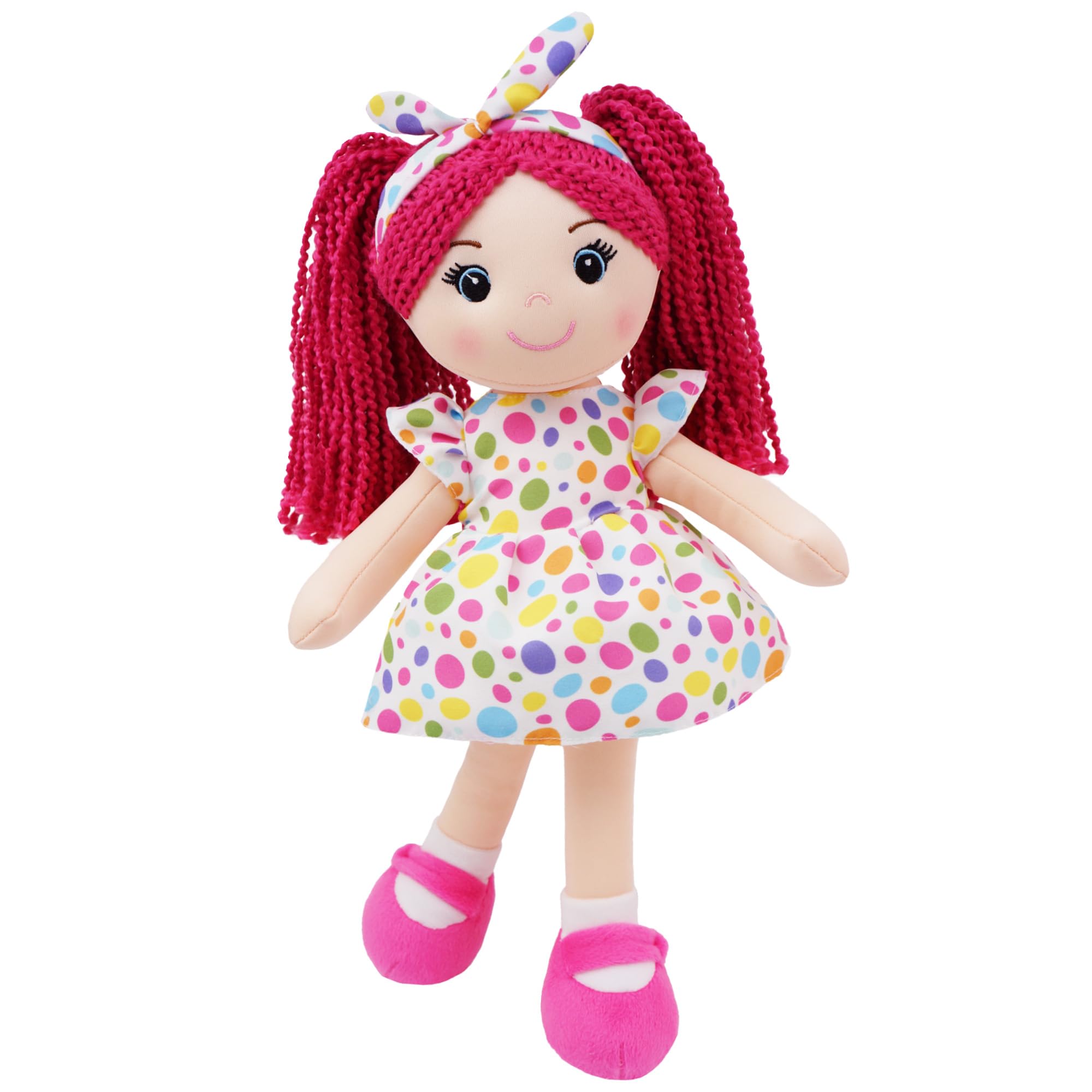 June Garden Snuggle Sophie embroidered face offers a friendly bedtime companion for kids.