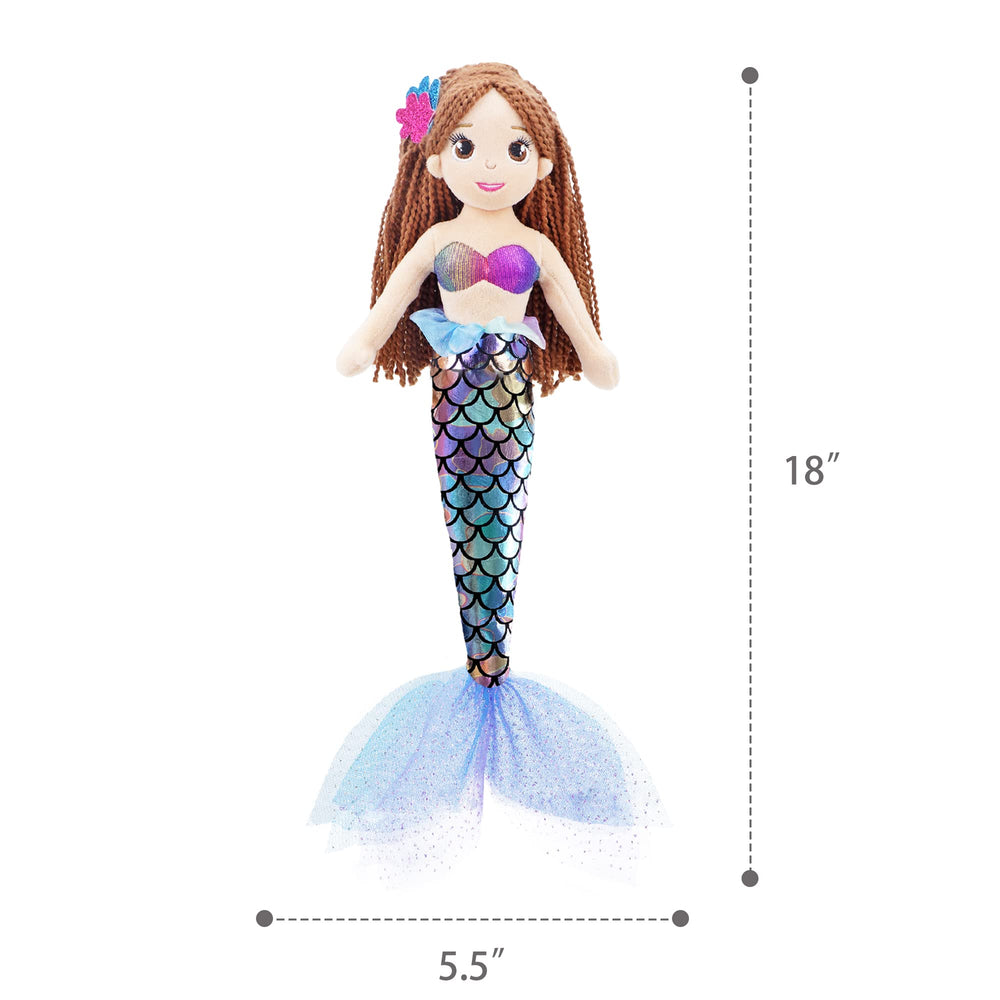 June Garden Tifara mermaid face embroidery creates a friendly cuddle-ready expression.