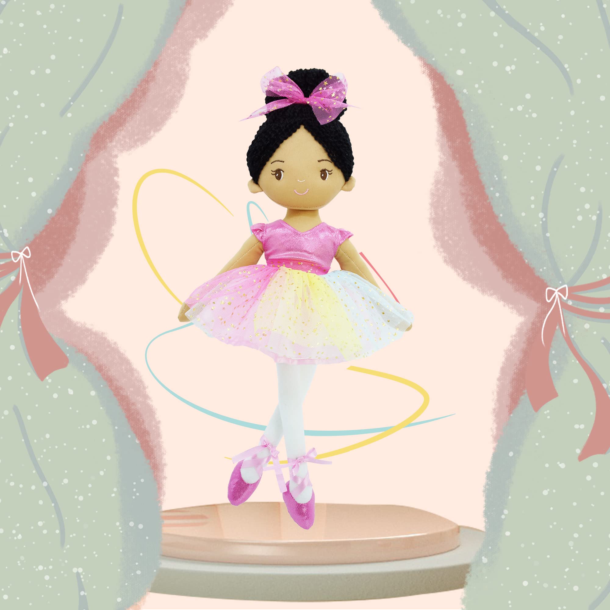 June Garden Stella fits in bag or stroller for travel-friendly pretend play.