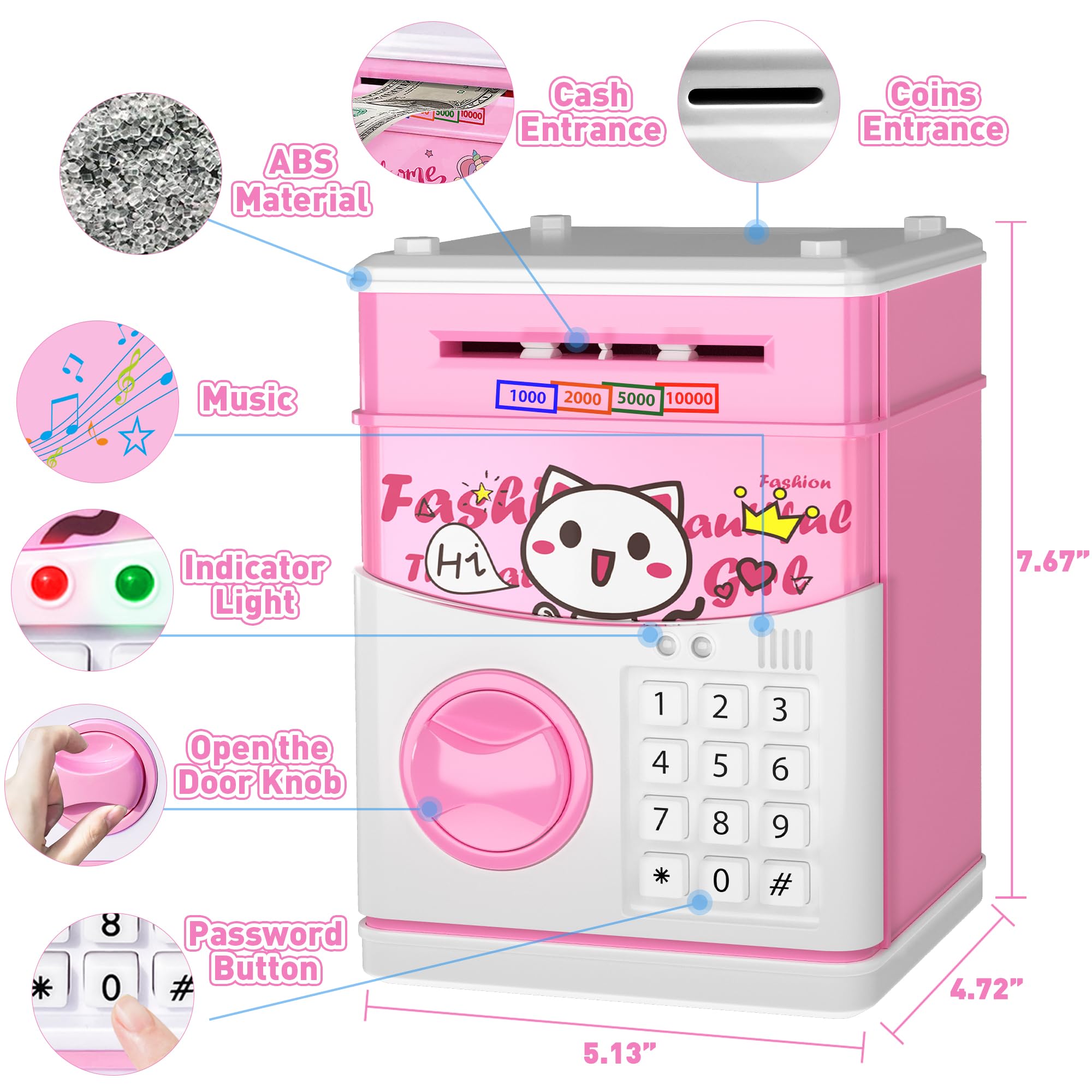 JUNEU piggy bank password protection feature with reset option
