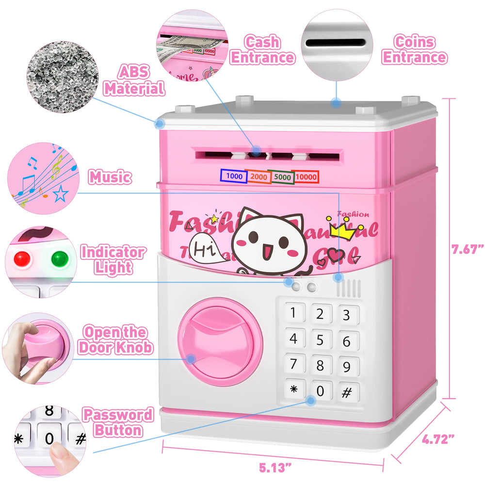 JUNEU piggy bank password protection feature with reset option
