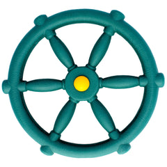 Jungle Gym Kingdom pirate ship wheel green front view for imaginative outdoor play