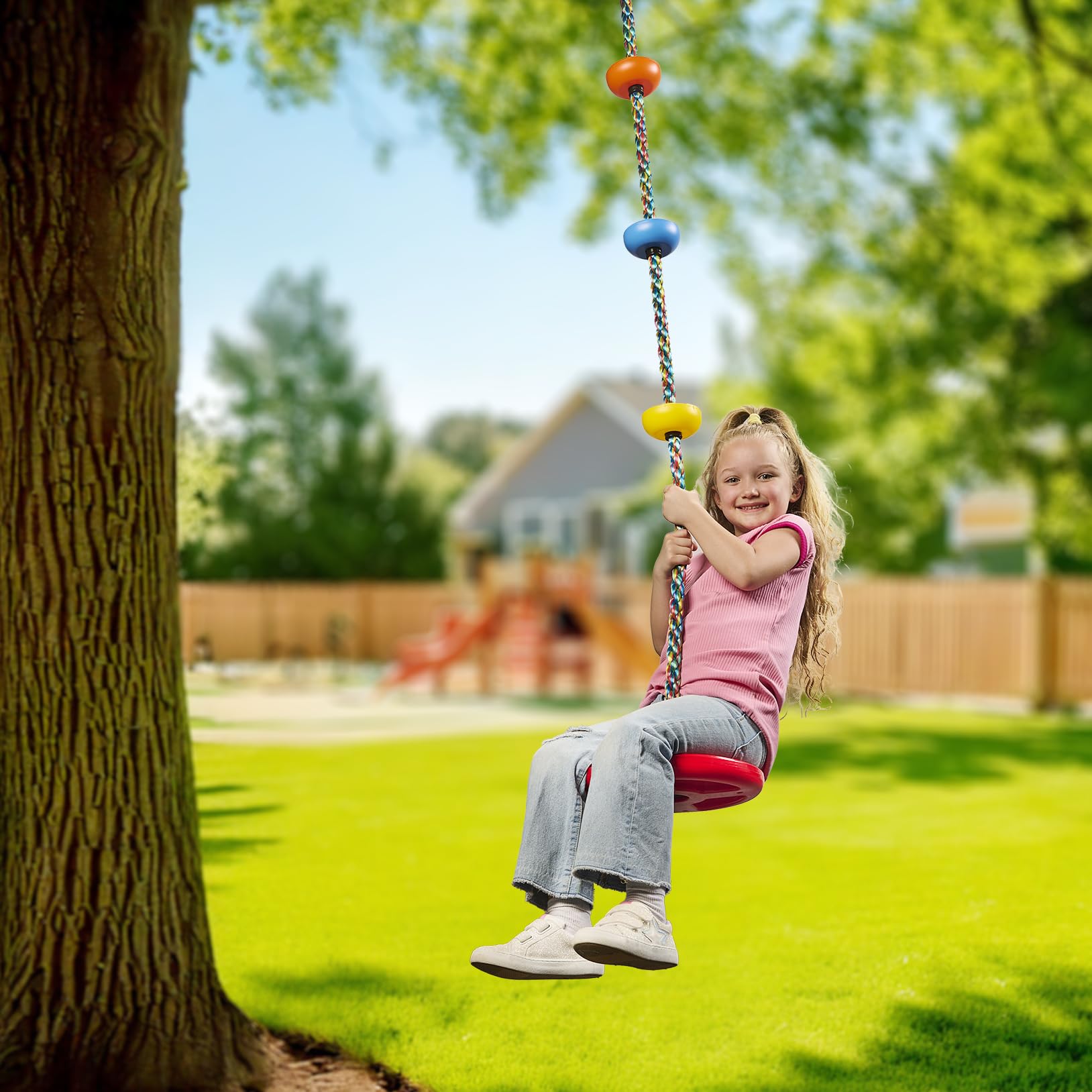 Jungle Gym Kingdom rainbow climbing rope adding color and climbing variety