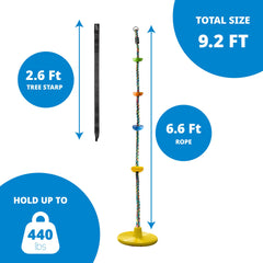 Jungle Gym Kingdom strap 2.6 ft adjusts seat height for growing kids.