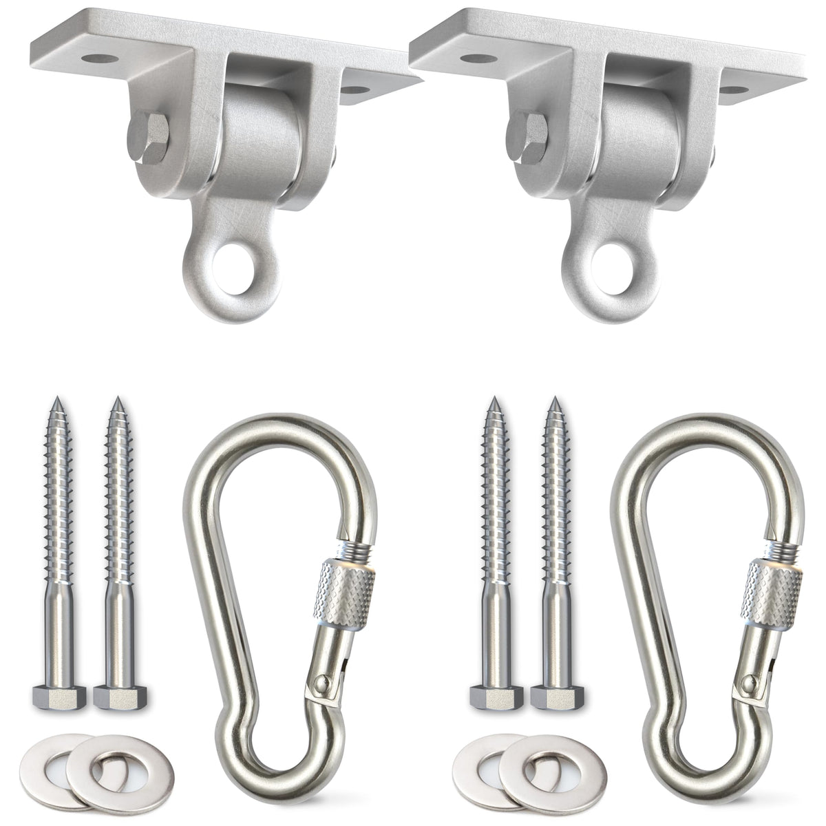 Jungle Gym Kingdom swing hangers front view with locking hooks for sturdy indoor use.