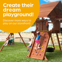 Jungle Gym Kingdom fully assembled swing kit saves installation time.