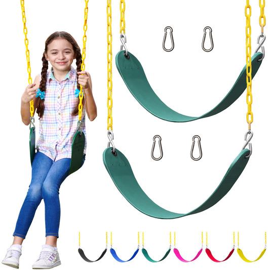 Jungle Gym Kingdom swings with heavy-duty chains for durable backyard play