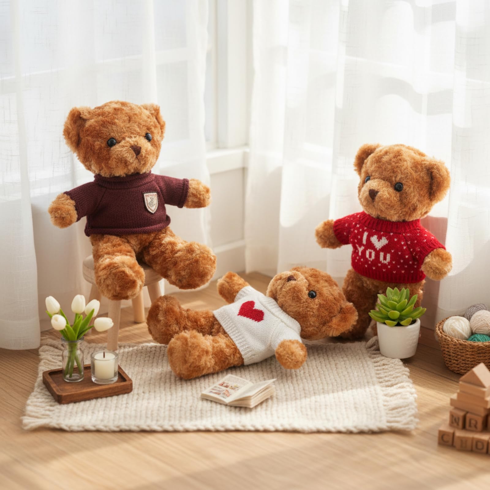 Junkin bear clothes versatile decor option for bedrooms, living rooms, and shelves