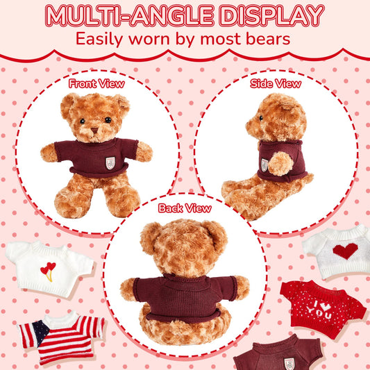 Junkin bear clothes heart and stripe design adds cute, gift-ready charm to bears