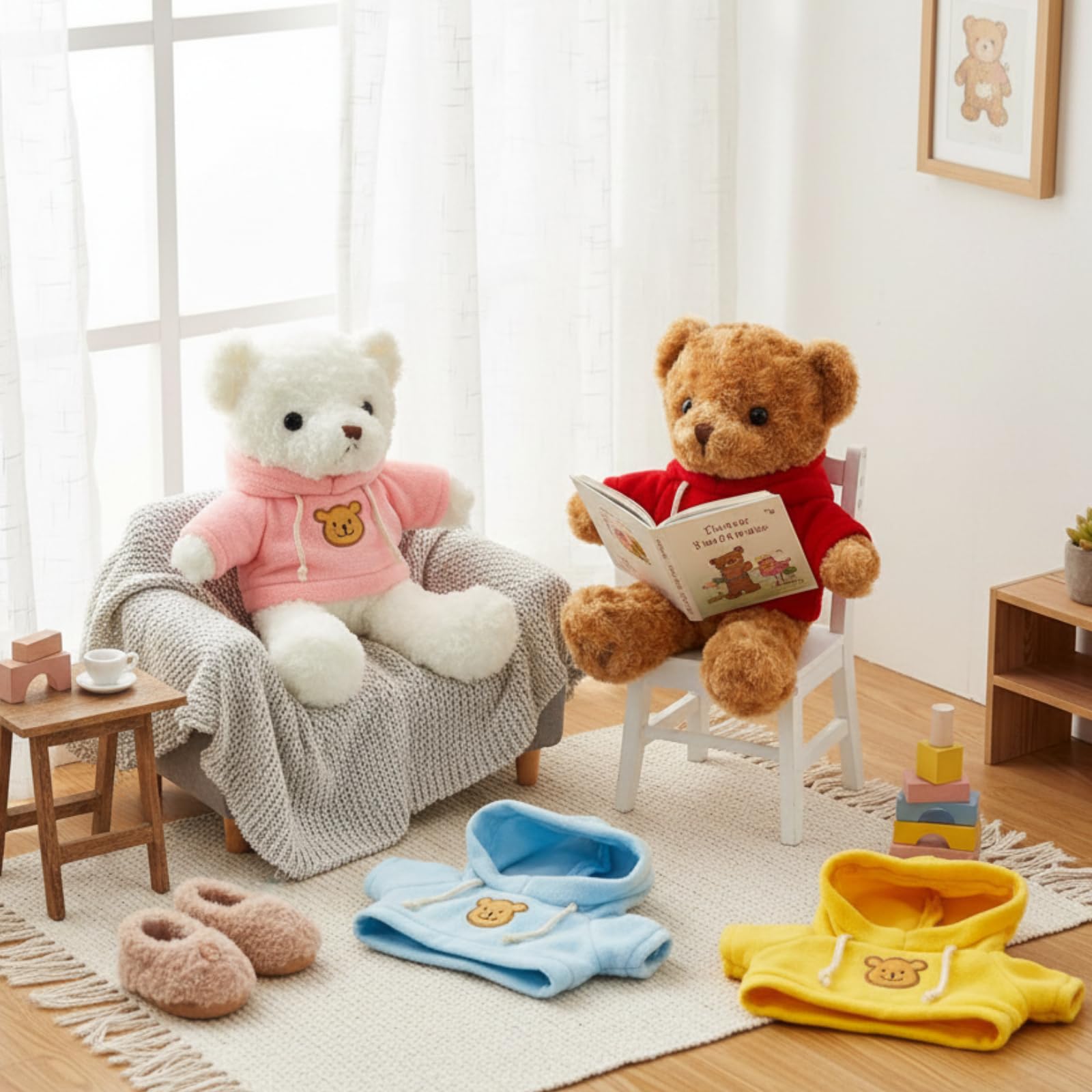 Junkin brown bear clothes set for 14-18 inch bears, versatile mix-and-match