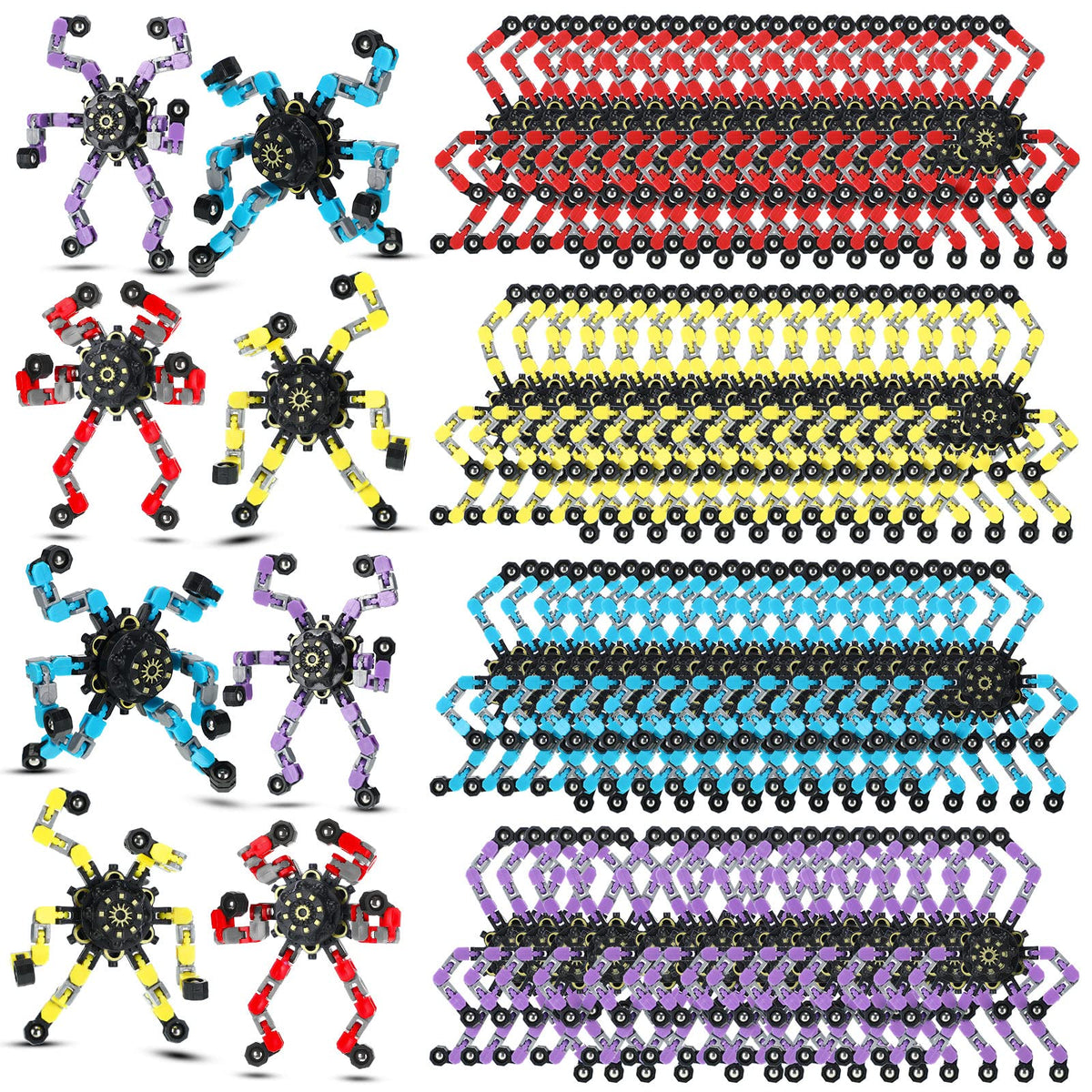 Junkin 100-piece fidget toy set in bright colors for sharing and desk play.