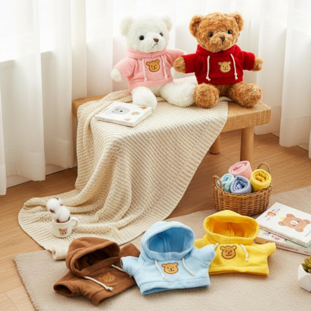 Junkin hooded bear shirt with chest applique, cute and durable