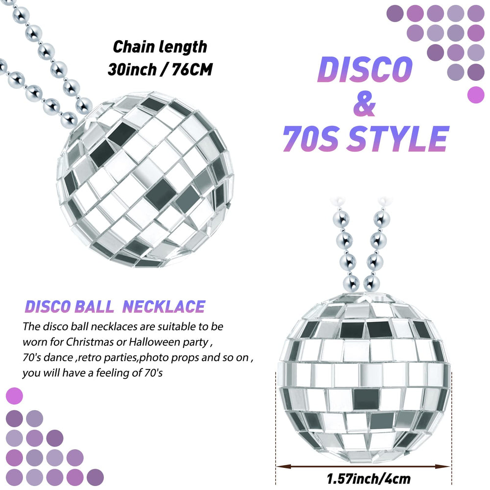 Junkin mirrored-ball necklace shows shimmering reflections for retro parties