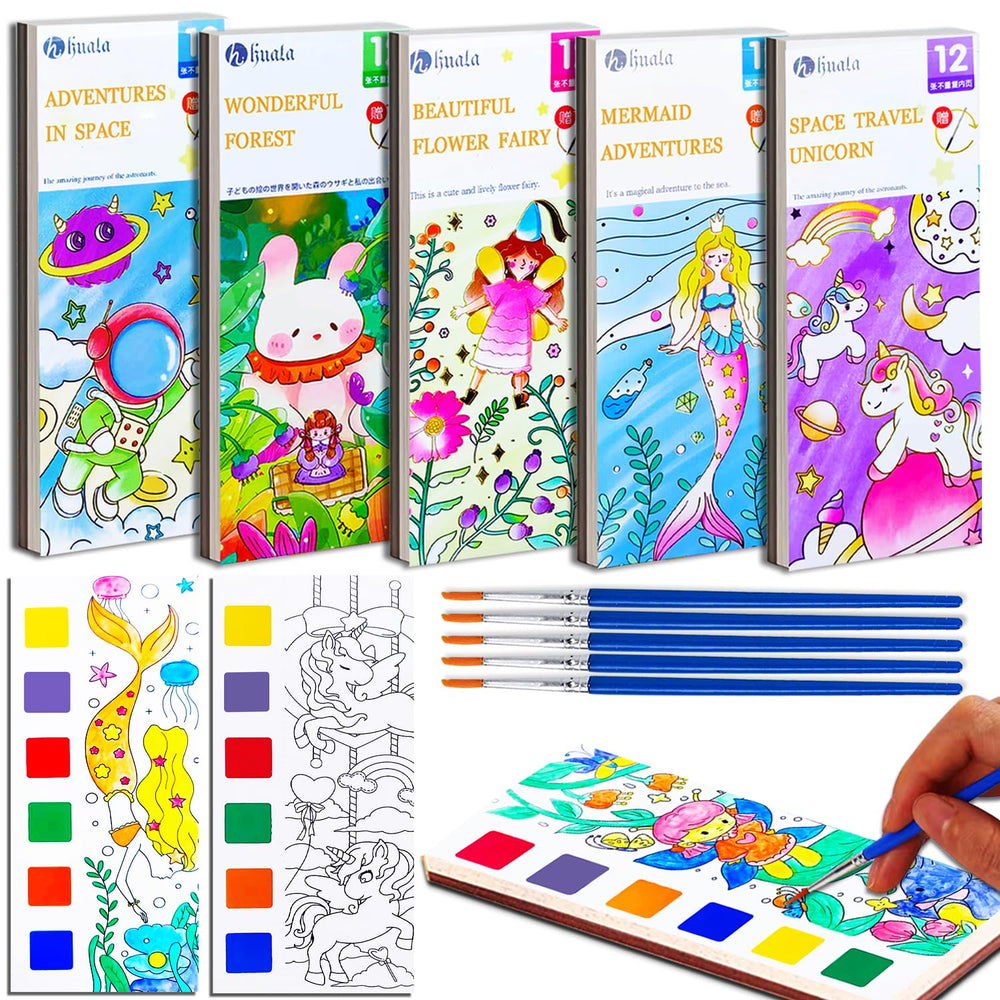 Junqiu 5-pack watercolor palette for kids enabling vibrant color mixing.