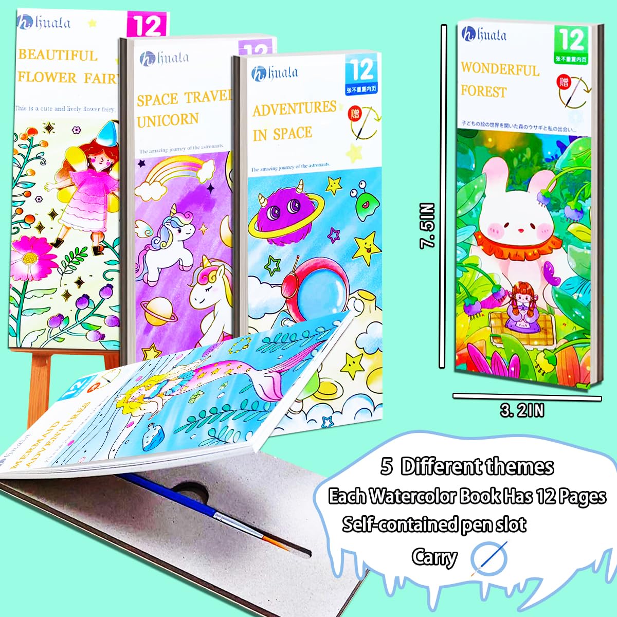 Junqiu compact travel paint book, ideal for on-the-go art.