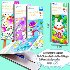 Junqiu compact travel paint book, ideal for on-the-go art.