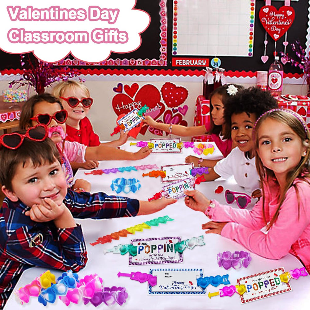 JUNQIU US valentines card exchange setup in a classroom
