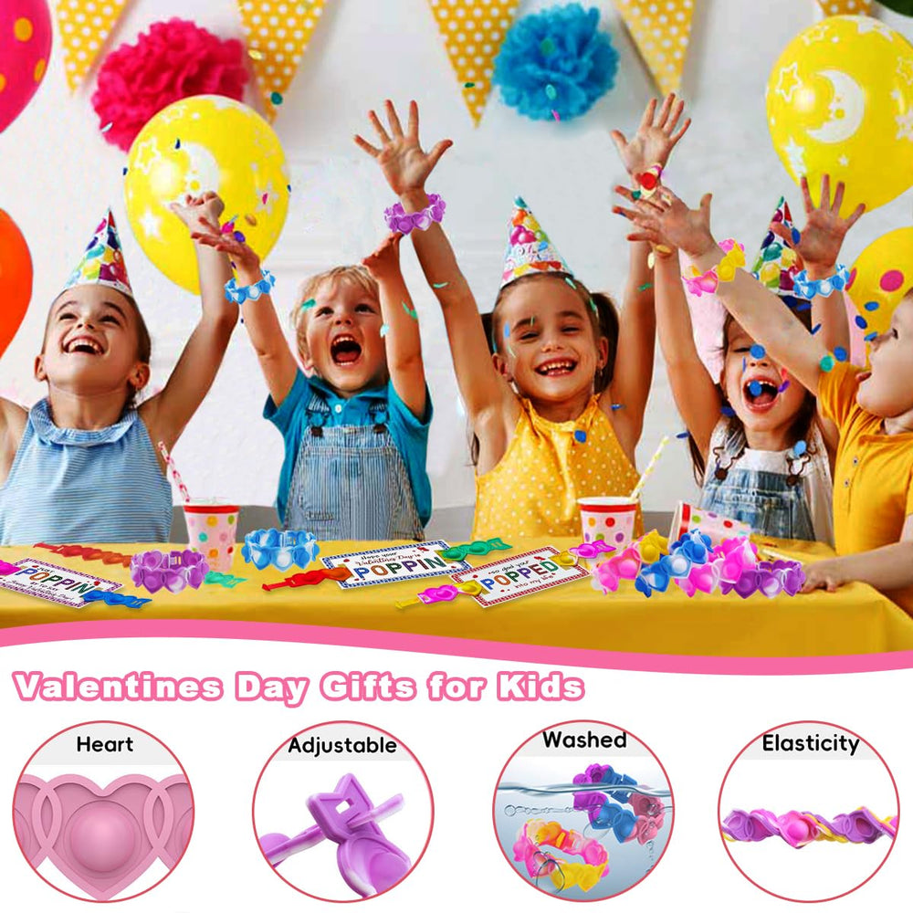 JUNQIU US valentines cards and bracelets combination for classroom use