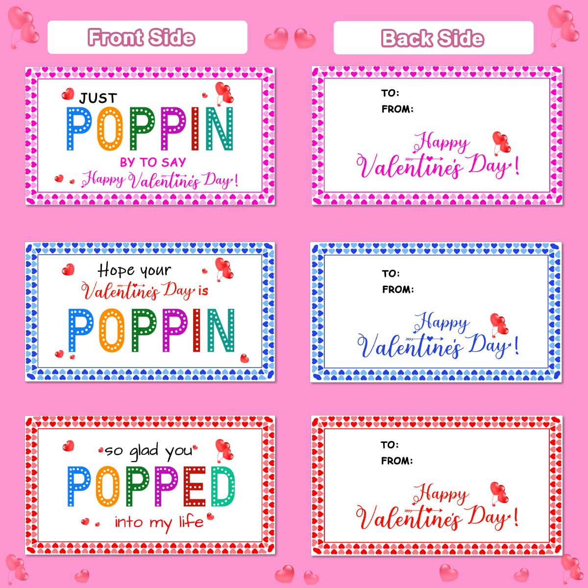 JUNQIU US valentines cards with three designs ideal for classroom exchanges